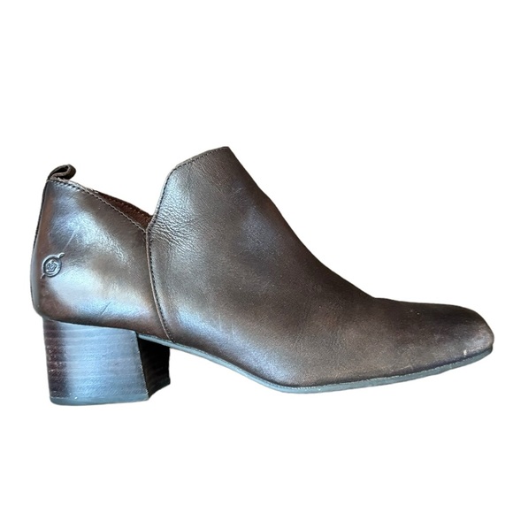 BORN Women's Cognac Brown Aneto Stacked Heel Square Toe Bootie Size 9 - Picture 4 of 10